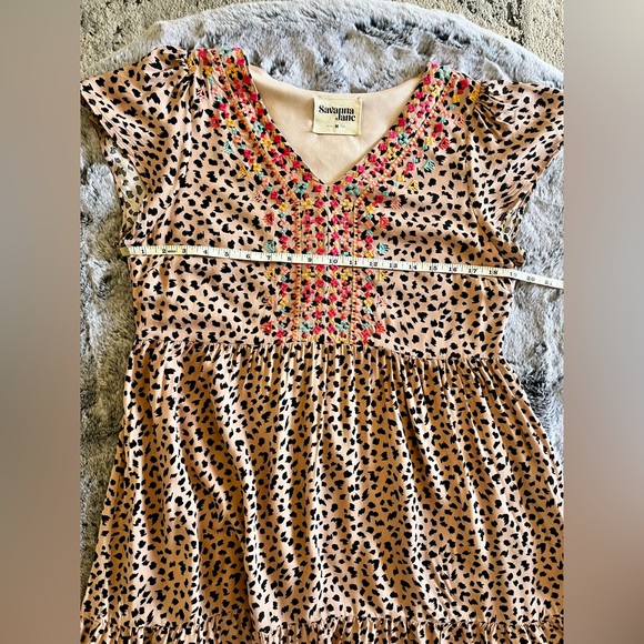 EUC Savanna Jane Animal Print Dress in Pink & Black Colorful Embroidery Medium - Picture 12 of 16